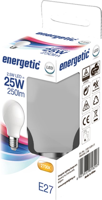 Energetic - LED Bulb A60 - 2,1W - E27 - Milky - afbeelding 4