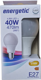Energetic LED Lamp A60 E27 4.8W 2700K 470lm 230V - Mat - Warm Wit - afbeelding 6