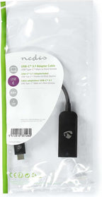 Nedis USB-netwerkadapter - USB 3.2 Gen 1 - 1000 Mbps - USB-C Male - RJ45 Female - 0.20 m - Rond - Vernikkeld - Vertind-Koper - Zwart - Envelop - afbeelding 4