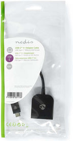 Nedis USB-C Adapter - USB 3.2 Gen 1 - USB-C Male - VGA Female 15p - 1920x1200 - 5 Gbps - 0.20 m - Rond - Vernikkeld - PVC - Zwart - Polybag - afbeelding 3