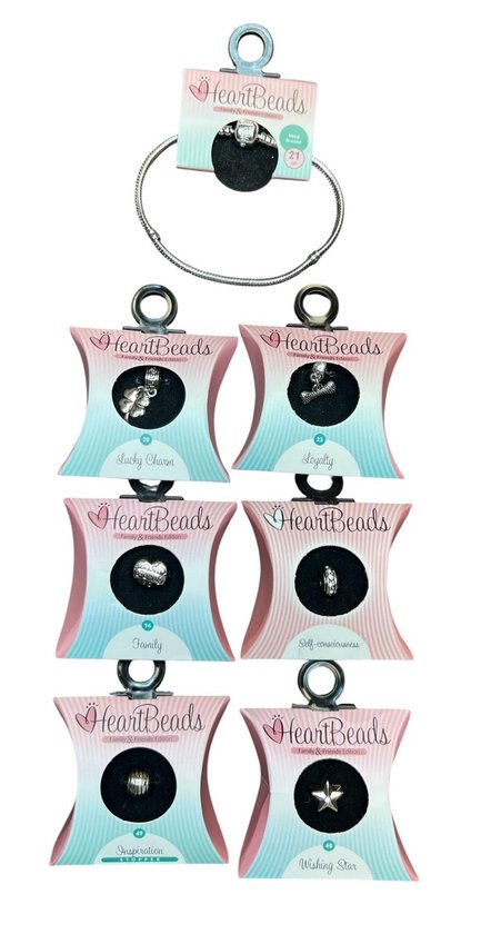 HeartBeads Armband Met 6 Bedels (5 Bedels en 1 Stopper) 21cm Metaal - afbeelding 1
