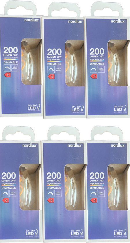 6x Nordlux Kaarslamp Deco Spiraal Goud Dimbaar 3W (21 W) - afbeelding 1