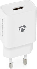 Nedis Oplader - 12 W - 1x 2.4 A - Outputs: 1 - USB-A - Geen Kabel Inbegrepen - Single Voltage Output - Wit - afbeelding 1