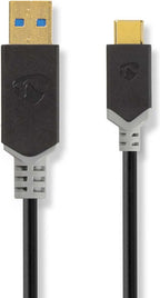 Nedis USB-Kabel - USB 3.2 Gen 1 - USB-A Male - USB-C Male - 60 W - 5 Gbps - Verguld - 1.00 m - Rond - PVC - Antraciet - Doos - afbeelding 10