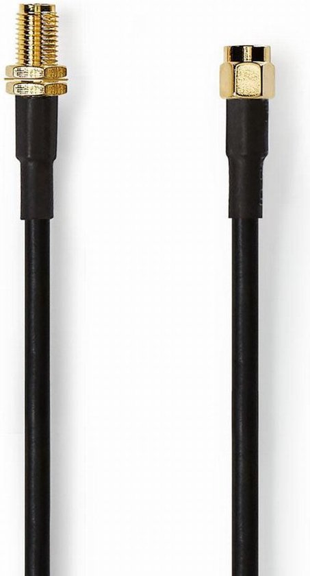 Antennekabel - SMA Male - SMA Female - Verguld - 50 Ohm - Dubbel Afgeschermd - 5.00 m - Rond - PVC - Zwart - Polybag - afbeelding 4
