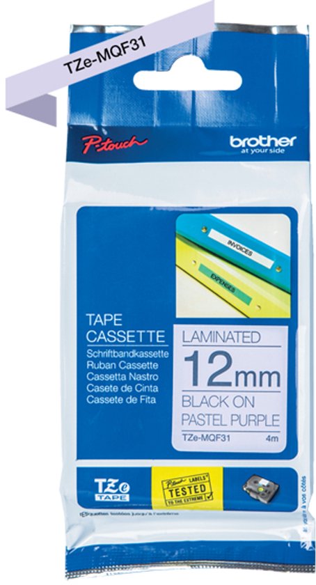 Labeltape pastel Brother TZe, TZ TZe-MQF31 Tapekleur: Pastellila Tekstkleur:Zwart 12 mm 4 m - afbeelding 1