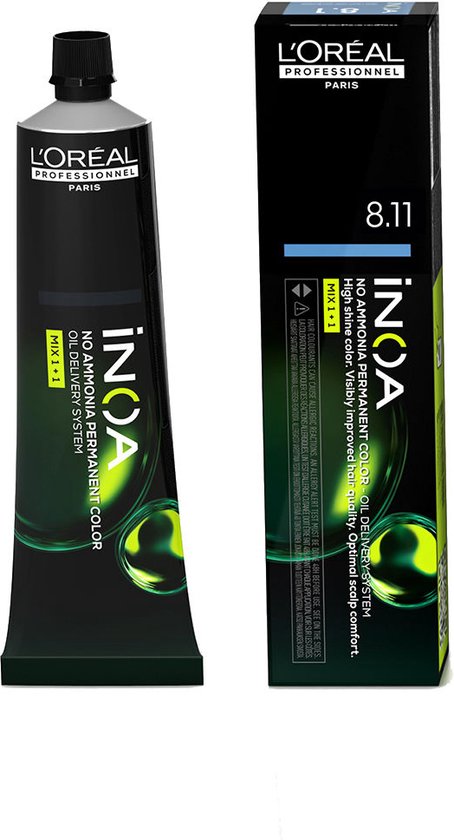 Permanente Kleur L'Oreal Professionnel Paris Inoa Color Nº 8.11 Light Asblond (60 g) - afbeelding 1