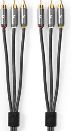 Nedis Composiet Videokabel - 3x RCA Male - 3x RCA Male - Verguld - 480p - 2.00 m - Rond - Katoen - Antraciet / Gun Metal Grijs - Cover Window Box - afbeelding 3