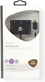 Nedis USB Multi-Port Adapter - USB 3.2 Gen 1 - USB-C Male - HDMI Output / USB-A Female / USB-C Female - 5 Gbps - 0.20 m - Rond - Verguld - PVC - Antraciet - Window Box - afbeelding 4
