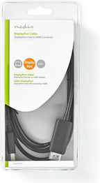 Nedis DisplayPort-Kabel - DisplayPort Male - HDMI Connector - 4K@60Hz - Vernikkeld - 2.00 m - Rond - PVC - Zwart - Doos - afbeelding 4