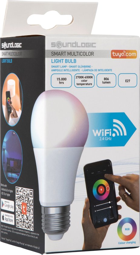 Soundlogic Smart Lamp - E27 - WIFI - RGB Light Bulb - 806 L - afbeelding 2