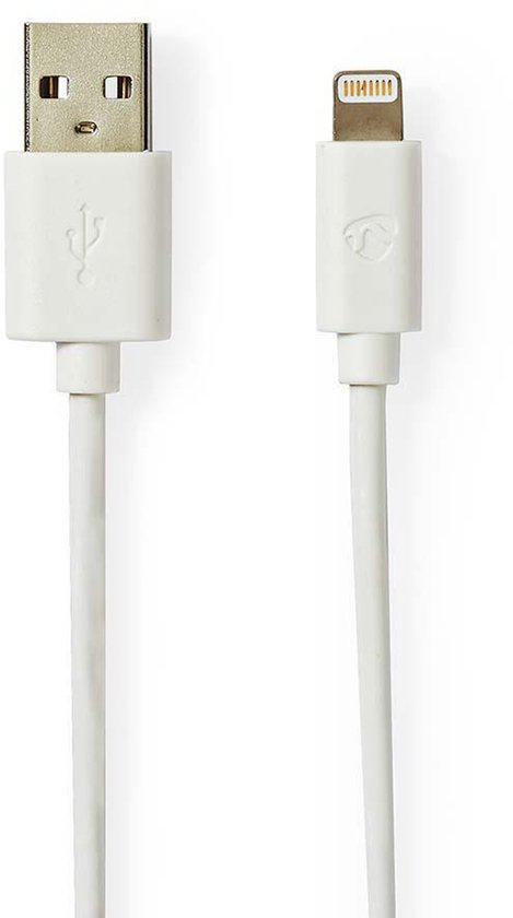 Nedis Lightning Kabel - USB 2.0 - Apple Lightning 8-Pins - USB-A Male - 480 Mbps - Verguld - 1.00 m - Rond - PVC - Grijs / Wit - Doos - afbeelding 8