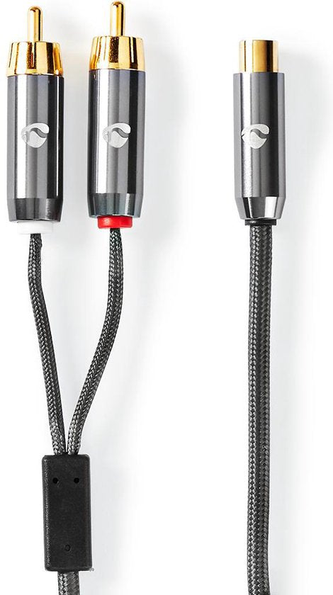 Nedis Subwoofer-Kabel - 2x RCA Male - RCA Female - Verguld - 0.20 m - Rond - 4.5 mm - Antraciet / Gun Metal Grijs - Cover Window Box - afbeelding 6