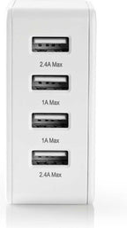 Nedis Oplader - 24 W - 4x 2.4 A - Outputs: 4 - 4x USB-A - Geen Kabel Inbegrepen - Single Voltage Output - Wit - afbeelding 15