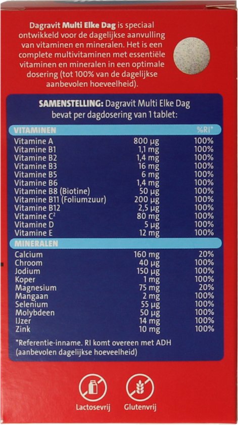 Dagravit Multi Elke Dag - Multivitaminen en mineralen - Behoud van een goede gezondheid (1) - Draagt bij aan fitheid (2) - 1 tablet per dag - 60 tabletten - afbeelding 9
