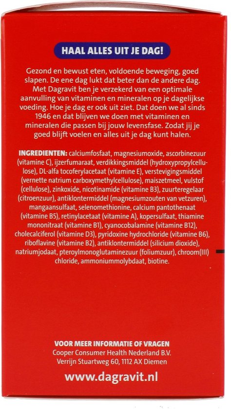 Dagravit Multi Elke Dag - Multivitaminen en mineralen - Behoud van een goede gezondheid (1) - Draagt bij aan fitheid (2) - 1 tablet per dag - 60 tabletten - afbeelding 12
