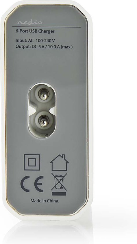 Nedis Oplader - 1x 2,1 A / 2x 2,4 A / 3x 1,0 A - Outputs: 6 - Poorttype: 6x USB-A - Geen Kabel Inbegrepen - 50 W - Enkele voltage selectie - afbeelding 4