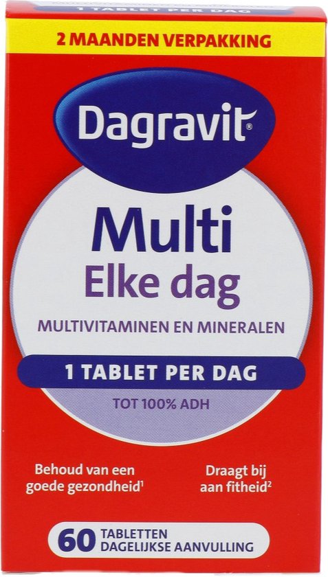 Dagravit Multi Elke Dag - Multivitaminen en mineralen - Behoud van een goede gezondheid (1) - Draagt bij aan fitheid (2) - 1 tablet per dag - 60 tabletten - afbeelding 16