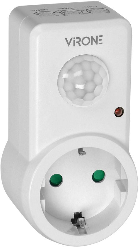 Doorvoerstekker met bewegingsmelder,( NIET VOOR BELGIE GESCHIKT !! )Schakelt diversen apparaten tot 1200 watt - Plug-in Bewegingssensor met stopcontact - PIR Sensor IP20 - 120 ° Detectie - Voor Nederlands Stopcontact - afbeelding 7