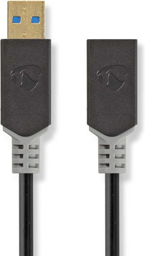 Nedis USB-Kabel - USB - USB-A Male - USB-A Female - Verguld - m - Rond - PVC - Antraciet - Doos - afbeelding 1
