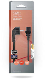 Nedis Stroomkabel - Type F (CEE 7/7) Male - IEC-320-C13 - Gehoekt - Recht - Vernikkeld - 2.00 m - Rond - PVC - Zwart - Label - afbeelding 3