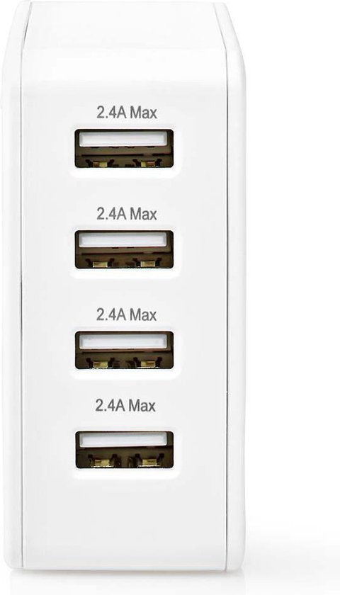 Nedis Oplader - 24 W - 4x 2.4 A - Outputs: 4 - 4x USB-A - Geen Kabel Inbegrepen - Single Voltage Output - Wit - afbeelding 4