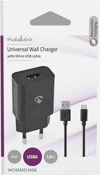 Nedis Oplader - 12 W - 1x 2.1 A - Outputs: 1 - USB-A - Micro-USB - 1.00 m - Single Voltage Output - Zwart - afbeelding 13