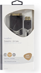 Nedis DisplayPort-Kabel - DisplayPort Male - DVI-D 24+1-Pins Male - 4K@30Hz - Verguld - 2.00 m - Rond - PVC - Antraciet - Window Box - afbeelding 2