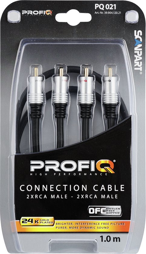Profigold PROA4201 Stereo-audiokabel 2x RCA male - male 1,00 m zwart - afbeelding 10