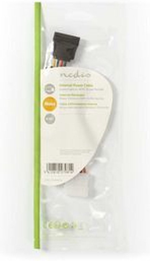 Nedis Interne Voedingskabel - Molex Male - SATA 15-Pins Female - Verguld - 0.15 m - Rond - PVC - Multicolour - Doos - afbeelding 4