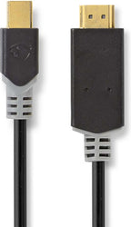 Nedis Mini DisplayPort-Kabel - DisplayPort 1.2 - Mini-DisplayPort Male - HDMI Connector - 21.6 Gbps - Verguld - 2.00 m - Rond - PVC - Antraciet - Window Box - afbeelding 2