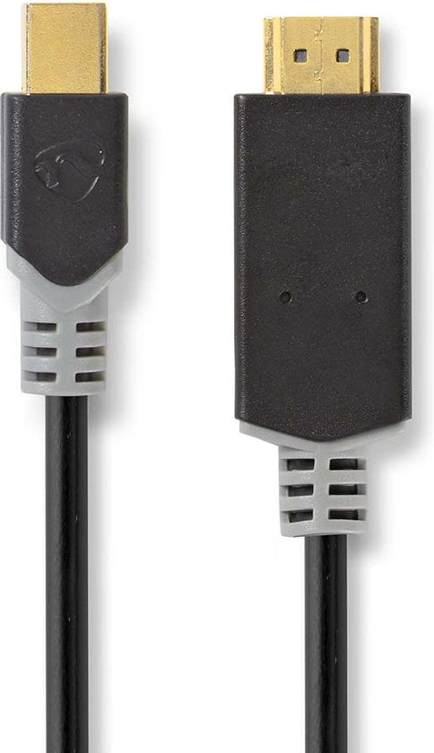 Nedis Mini DisplayPort-Kabel - DisplayPort 1.2 - Mini-DisplayPort Male - HDMI Connector - 21.6 Gbps - Verguld - 2.00 m - Rond - PVC - Antraciet - Window Box - afbeelding 2
