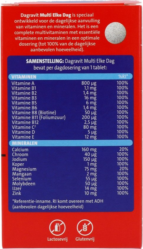 Dagravit Multi Elke Dag - Multivitaminen en mineralen - Behoud van een goede gezondheid (1) - Draagt bij aan fitheid (2) - 1 tablet per dag - 60 tabletten - afbeelding 10