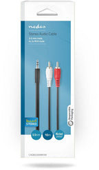 Nedis Stereo-Audiokabel - 3,5 Male - 2x RCA Male - Vernikkeld - m - Rond - Zwart - Doos - afbeelding 2