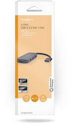Nedis USB-Hub - USB-A Male - 4x USB A Female - 4-Poorts poort(en) - USB 2.0 / USB 3.2 Gen 1 - USB Gevoed - afbeelding 2