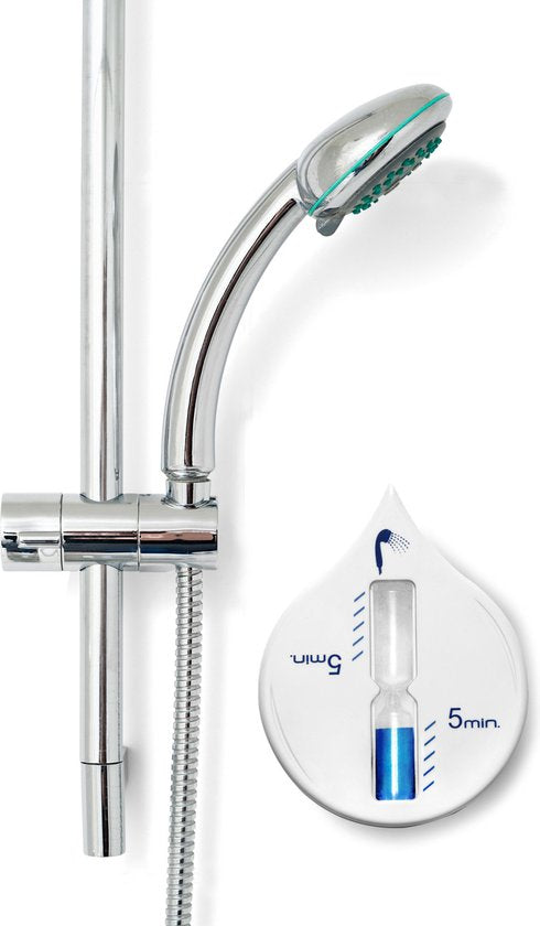 Zandloper - 2 stuks - badkamer/douche timer - 5 minuten - wit/blauw - 6 x 12 cm - afbeelding 2
