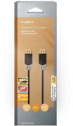 Nedis DisplayPort-Kabel - DisplayPort Male - DisplayPort Male - 8K@60Hz - Verguld - 2.00 m - Rond - PVC - Antraciet - Doos - afbeelding 3