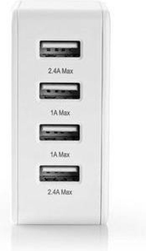 Nedis Oplader - 24 W - 4x 2.4 A - Outputs: 4 - 4x USB-A - Geen Kabel Inbegrepen - Single Voltage Output - Wit - afbeelding 21