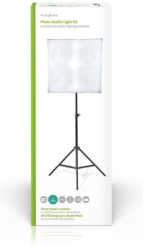 Nedis Lampenset voor Fotostudio - 70 W - 5500 K - 4000 lm - Werk hoogte: 60-180 cm - Inclusief lampen: 2 - Inclusief reistas - Zwart - afbeelding 12