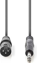 Nedis Gebalanceerde Audiokabel - XLR 3-Pins Male - 6,35 mm Male - Vernikkeld - 5.00 m - Rond - PVC - Donkergrijs - Kartonnen Sleeve - afbeelding 1