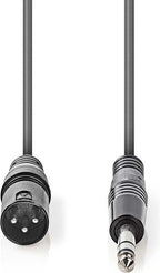 Nedis Gebalanceerde Audiokabel - XLR 3-Pins Male - 6,35 mm Male - Vernikkeld - 5.00 m - Rond - PVC - Donkergrijs - Kartonnen Sleeve - afbeelding 1