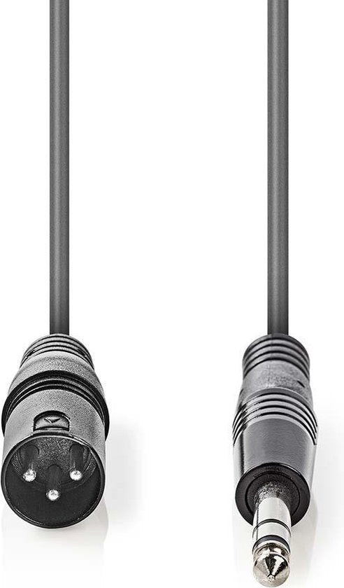 Nedis Gebalanceerde Audiokabel - XLR 3-Pins Male - 6,35 mm Male - Vernikkeld - 5.00 m - Rond - PVC - Donkergrijs - Kartonnen Sleeve - afbeelding 1