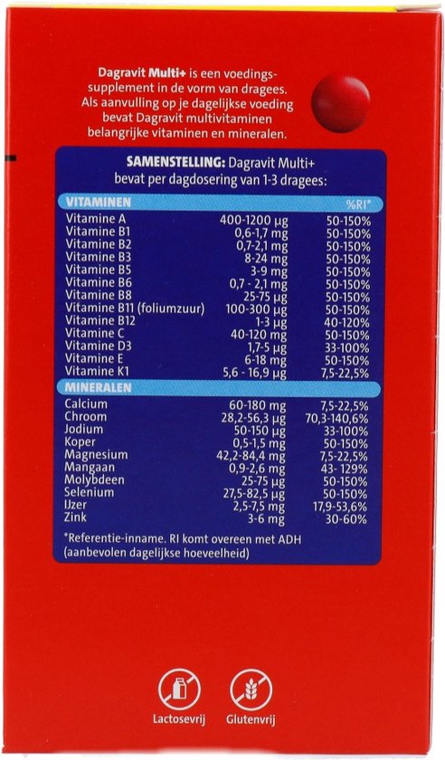 Dagravit Totaal 30 Multivitaminen Voordeelverpakking - Vitamine A, C en het mineraal selenium ondersteunen het afweersysteem - 550 dragees - afbeelding 23