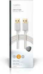 Nedis USB-Kabel - USB 2.0 - USB-A Male - USB-A Male - 10 W - 480 Mbps - Verguld - 2.00 m - Rond - Gevlochten / Nylon - Aluminium - Cover Window Box - afbeelding 8