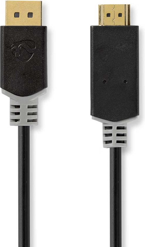 Nedis DisplayPort-Kabel - DisplayPort Male - HDMI Connector - 4K@30Hz - Verguld - 2.00 m - Rond - PVC - Antraciet - Doos - afbeelding 1