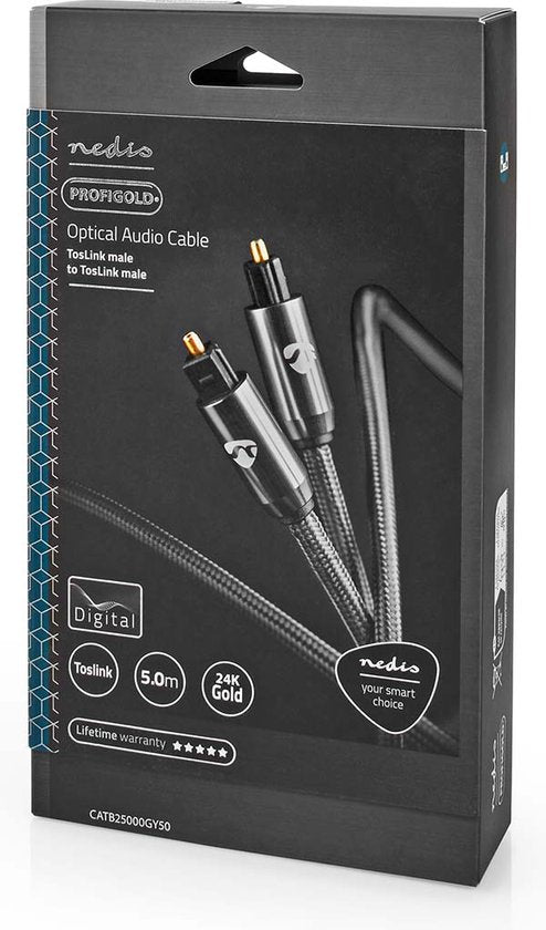 Nedis Digitale Audiokabel | TosLink Male - TosLink Male | Gun Metal Grey | Gevlochten Kabel - afbeelding 32