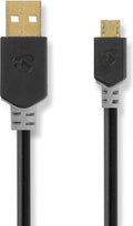 USB-Kabel - USB 2.0 - USB-A Male - USB Micro-B Male - 480 Mbps - Verguld - m - PVC Antraciet — EAN 5412810263493