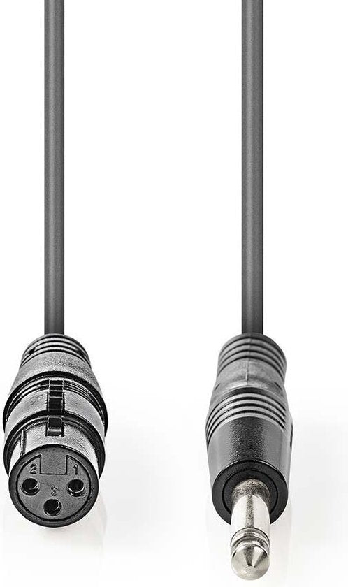 Nedis Ongebalanceerde Audiokabel - XLR 3-Pins Female - 6,35 mm Male - Vernikkeld - 1.50 m - Rond - PVC - Donkergrijs - Kartonnen Sleeve - afbeelding 1