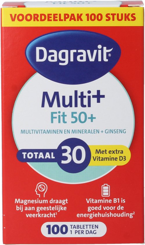 Dagravit Totaal 30 Vitaal 50+ Multivitaminen voordeelverpakking - Vitamine B1, B2, B3, B5, B6, B12 en koper dragen bij aan een goede energiehuishouding - 100 tabletten - afbeelding 15