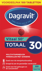 Dagravit Totaal 30 Vitaal 50+ Multivitaminen voordeelverpakking - Vitamine B1, B2, B3, B5, B6, B12 en koper dragen bij aan een goede energiehuishouding - 100 tabletten - afbeelding 16